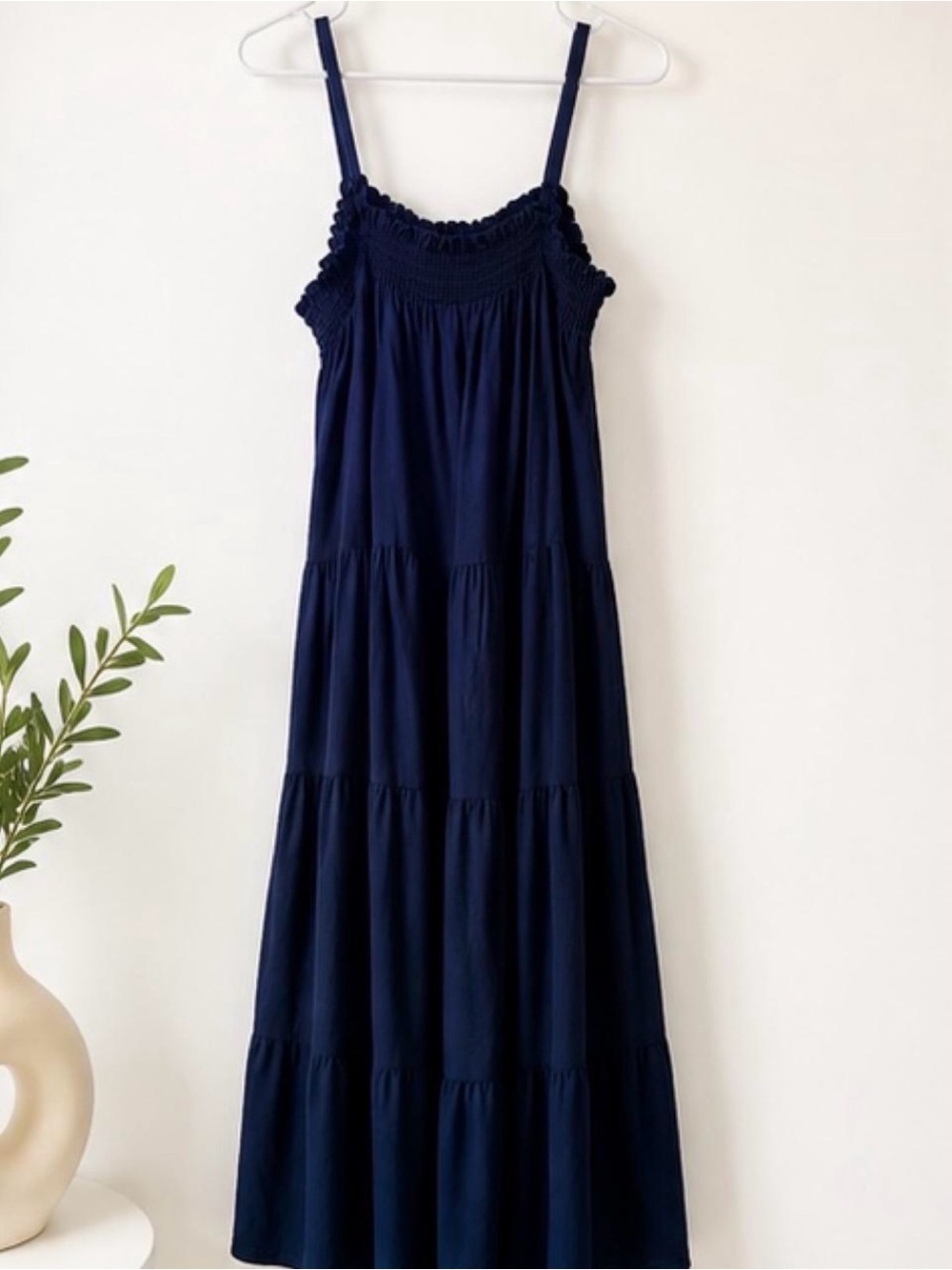 Women's Navy Smocked Maxi Dress - Classic Summer Style